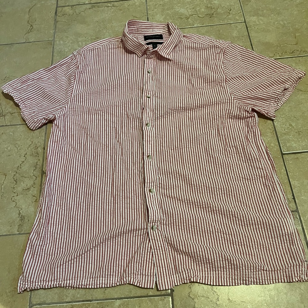 Banana Republic Striped Seersucker Slim Fit Button Down Shirt—Size XL